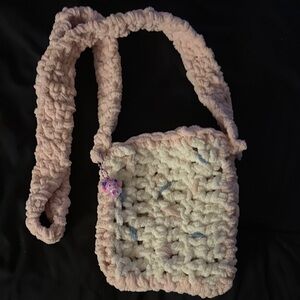 Handmade Pink and Cream pop-tart themed bag with my melody keychain